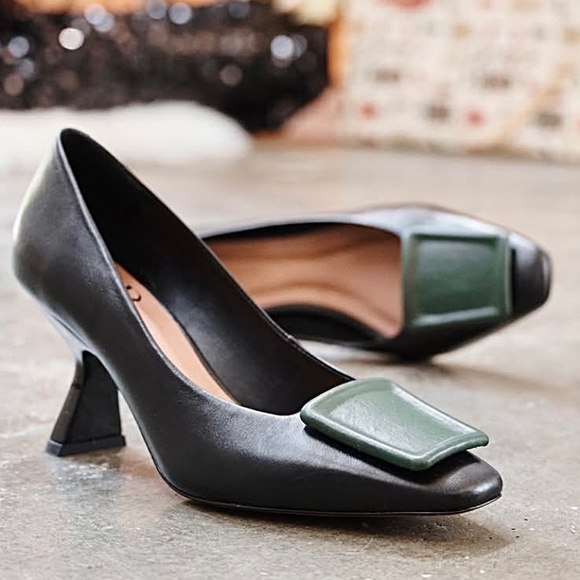 ATELIER PIETRINI Italy Black  Flare Heeled Shoes Size 37 - Picture 1 of 10